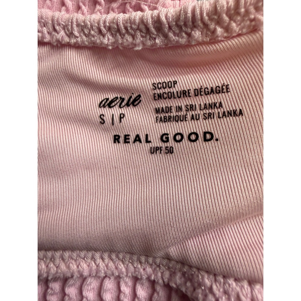 Aerie Real Good Pink Smocked Crinkle O-Ring Bikini Top Size Small S - Picture 3 of 3